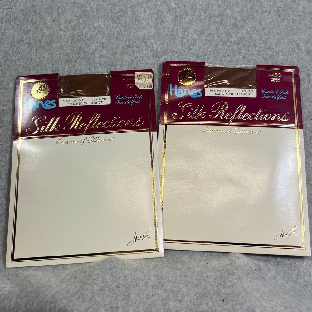 Vintage‎ Hanes Silk Reflections Pantyhose Plus E-F South Pacific 717 80s 2pks